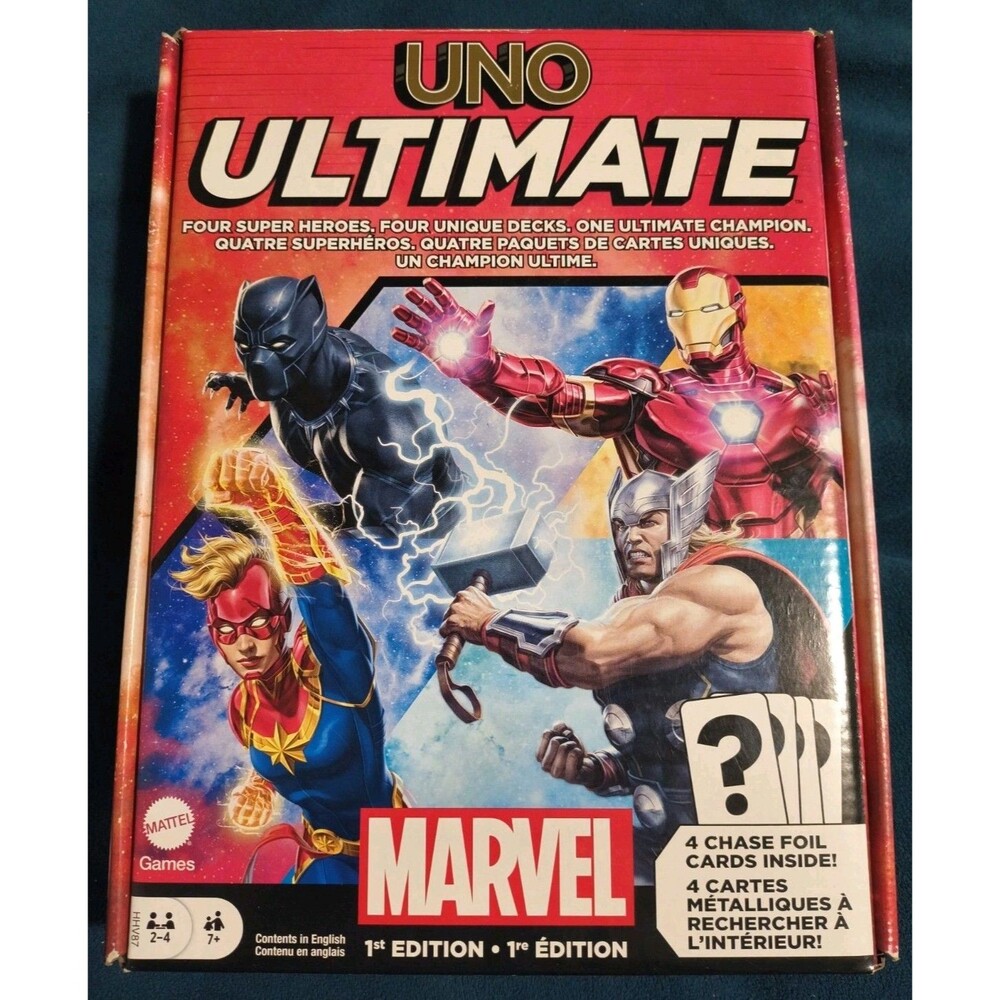 2022 UNO Ultimate Marvel Card Game 1st Edition Sealed - 4 Special Foil Cards